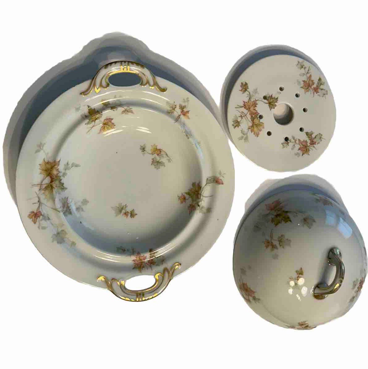 Haviland Limoges Autumn Leaf China Covered Butter Dish With Drain (RARE