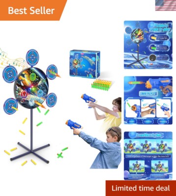 Interactive Shooting Target Game with Lights, Sounds & Foam Darts for Kids 3-12