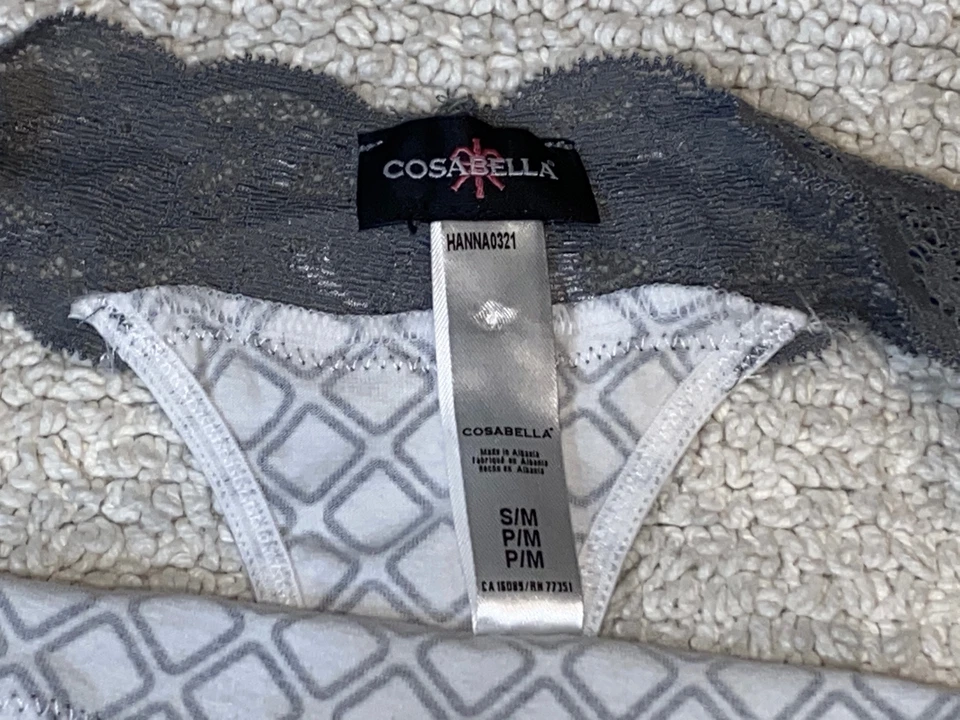 COSABELLA Hannah Cintura de Encaje Gris Blanco Algodón Tanga Panty Mujer S/M M/L L/XL Foto 3 de 4