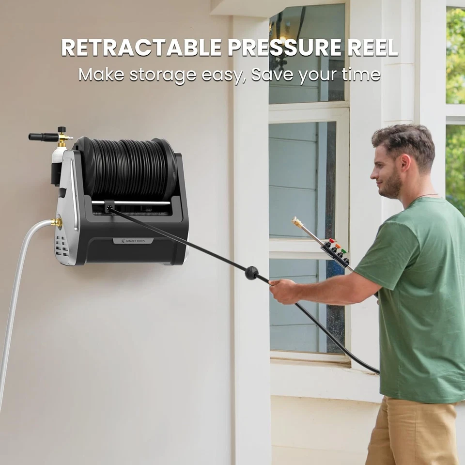 Giraffe Tools Electric Pressure Washer 2900 PSI Power Washer Hose Reel 100 Feet - Image 4 of 4