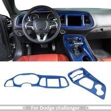 Blue Center Dashboard Gear Shift Panel Cover Trim Kit For Dodge Challenger 2015+