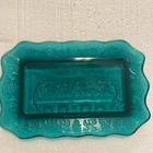 The Last Supper Tiara Indiana Glass Spruce Green Plate Dish Tray Vintage 11"x7"