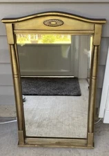 Vintage Wall Mirror Gold Hollywood Regency Curved Pediment Columns Federal MCM