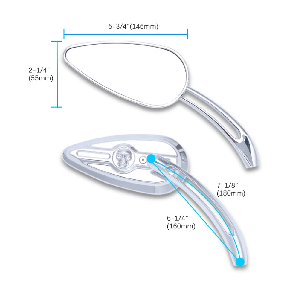 Espejos retrovisores cromados calavera motocicleta para Harley Davidson Dyna Switchback FLD Foto 4 de 4