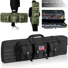 Tactical Double Rifle Bag Gun Range Padded Soft Carbine Backpack Carry Case
