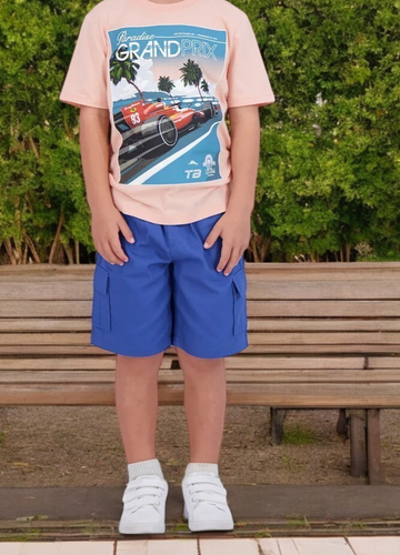 Tommy Bahama Sz 6 Outfit Set Shirt Shorts Tee NWT Blue Grand Prix Kids Clothes - Picture 4 of 4