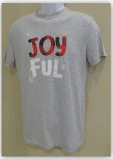 Men's Sleep Tee Shirt S or M JOYFUL Snow Christmas Heather gray Wondershop