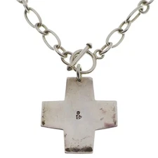 SILPADA Sterling Silver 17 inch Link Necklace with Attached Cross Pendant