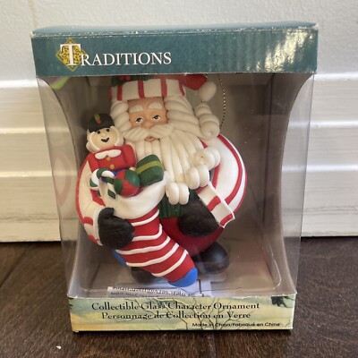 Traditions collectible Glass Character Ornament Santa With Toy Bag Nutcracker