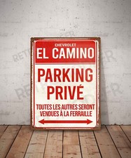 Plaque métal vintage Chevrolet El Camino parking privé EnseigneGarage Décoration