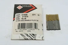 10 new CLEVELAND #48 Cobalt 135[DEG] Parabolic TiN Screw Machine Length Drills
