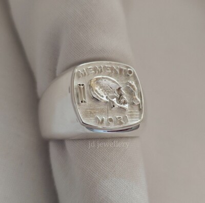 925 Sterling Silver Memento Mori Band, Skull Memento Mori Ring,Skull  Mori Band