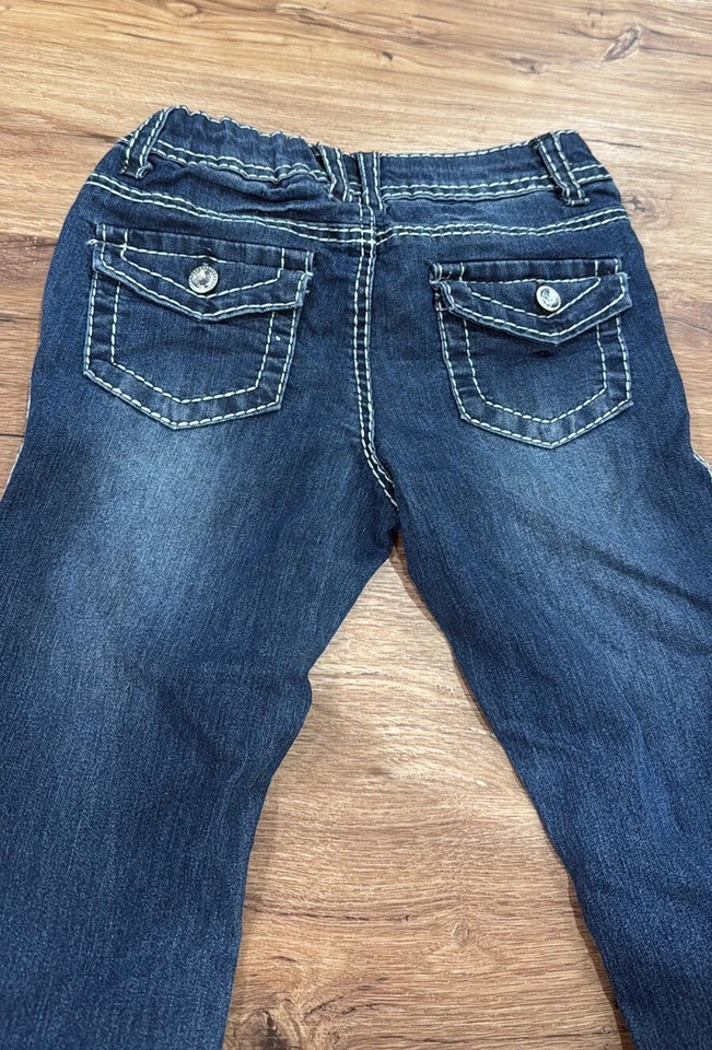 Stylish Dark Wash Denim Jeans For Girls Size 10 - Image 2 of 4