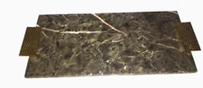 INLIFE Home Co. Premium Natural European Pascal Gray Marble Serving Tray w/Brass