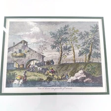 Antique Francesco Bartolozzi Shepherd Sheep Landscape Hand Tinted Engraving