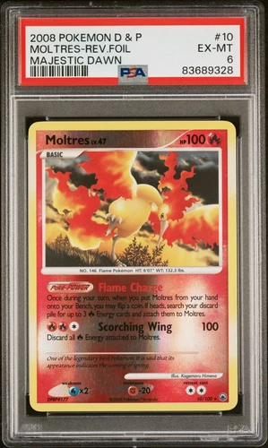 Pokemon Moltres Reverse Holo - Majestic Dawn - 10/100 - PSA 6