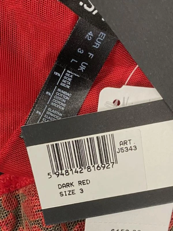 $151 I.D. Bragas de tanga de encaje Sarrieri para mujer de mezcla de seda roja talla 3 Foto 3 de 3