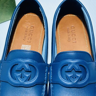 Gucci GG Interlocking Cut Out Loafer Blue Driver moccasins