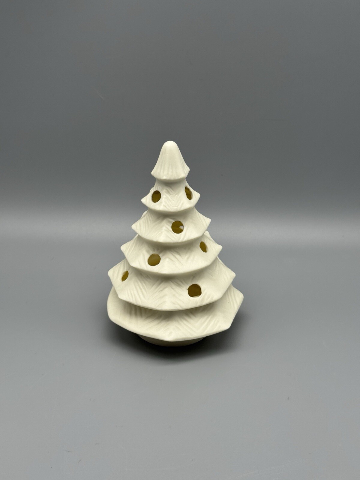 Vintage White Bone China Decorative Christmas Tree Candle Holder EUC