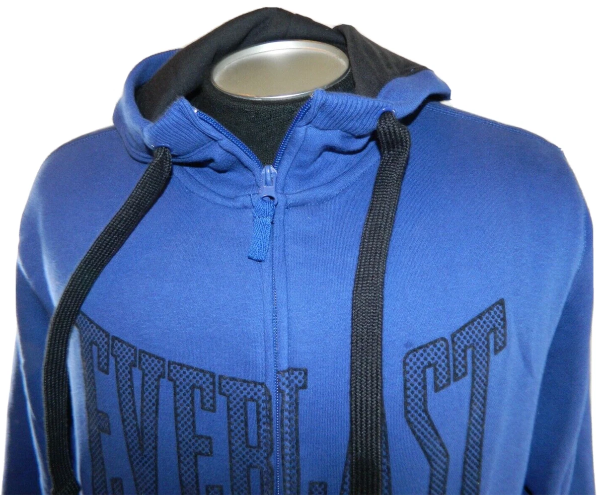 NEW Everlast logo Hoodie Blue Fleece Lined Zip Front Tag M eBay