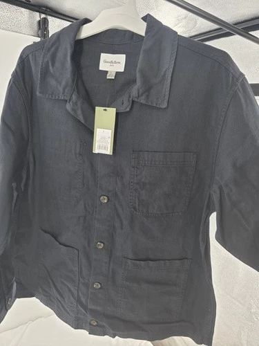 Goodfellow & Co Men’s Black Chore Coat Jacket L Button Front Spread Collar 46" video thumbnail