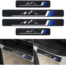 4Pcs Carbon Fiber Door Sill Plate Protectors Door Entry G Color: mountain-blue