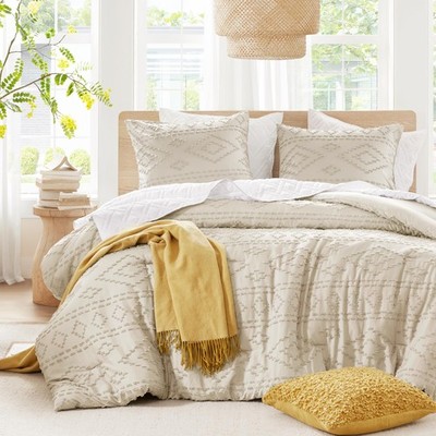 Comfort Spaces Comforter for King Size Bed, Geometric Diamond Tufted Boho Comfor