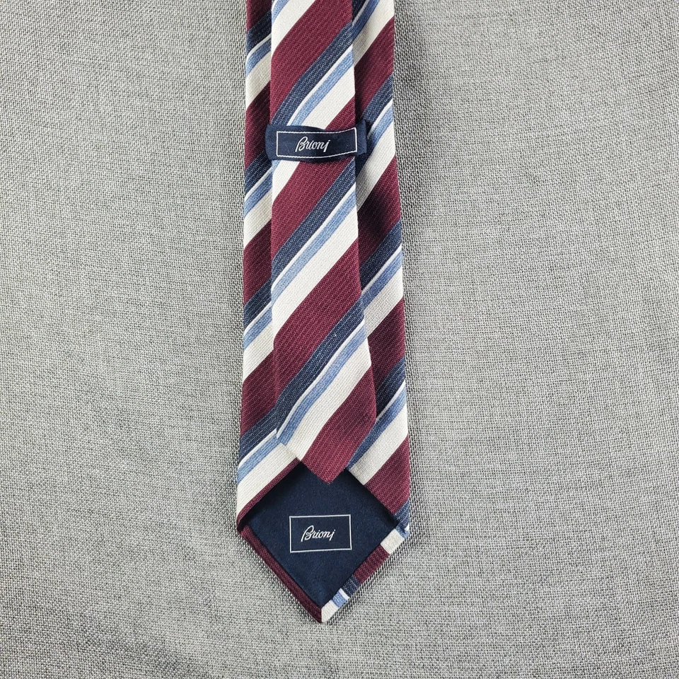 Corbatas Brioni Para Hombre Negras 59X3 Rayas Seda Italia Clásicas Carrera Hechas a Mano Foto 4 de 4