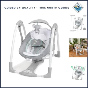 Compact Automatic Baby Swing avec 5 Paramètres de rotation et confort en peluche pour les nourrissons