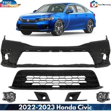Front Bumper Cover Paintable & Fog Light Assembly Kit For 2022-2023 Honda Civic