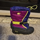 Sorel Size 6 Girls Magenta Yellow Purple Black Winter Snow Boot Tall EUC — photo 3