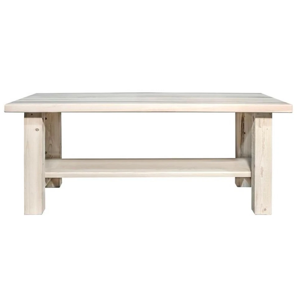 Montana Woodworks Homestead Solid Wood Coffee Table with Shelf in Natural - Image 4 of 4