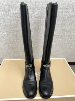 MICHAEL KORS Arley Riding Boot Black Leather US Size 6.5 M (Box Included)