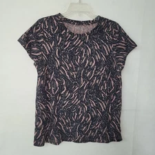 Athleta Shirt Womens L Abstract Black/Peat Organic Daily Printed Tee Active