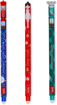 Set Mit 3 Löschbaren Gelstiften, Weihnachtsedition, Stifte Mit Thermose