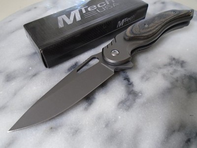 Mtech Assisted Open Gray Wood Pocket Knife Fancy Folder MT-A2012GY 8'' OA New