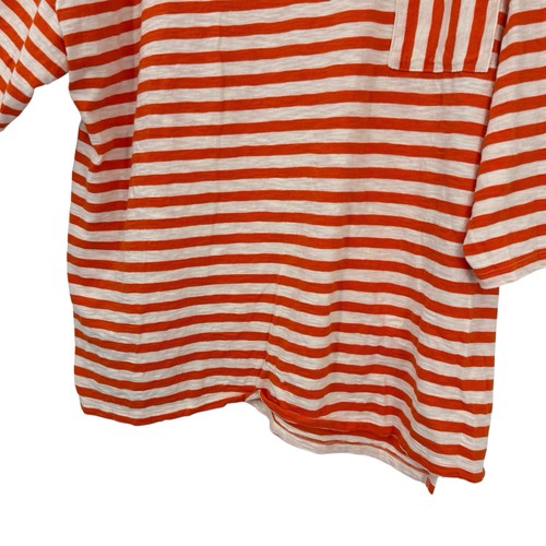Talbots Plus orangefarbenes maritim gestreiftes Oberteil Größe 3X U-Boot-Ausschnitt 3/4-Arm Pullover - Bild 3 von 9