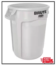 Brute 10 Gal. White Plastic Round Trash Can