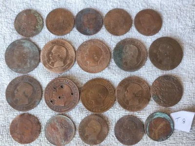 Lot de 20 pièces de monnaie françaises en bronze - Photo 1/2