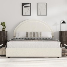 Queen Full Twin Bed Frame ,Soft Upholstered Platform Bed Frame w/Storage Drawers