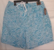 Caribbean Roundtree  Yorke Size Large / Turquoise New Men's Swim Trunks Shorts