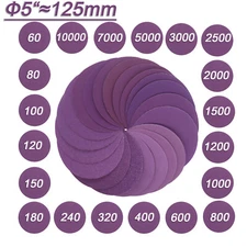 125mm 5Inch Hook Loop Sanding Discs Pads 60-10000 Grit Round Wet & Dry Sandpaper