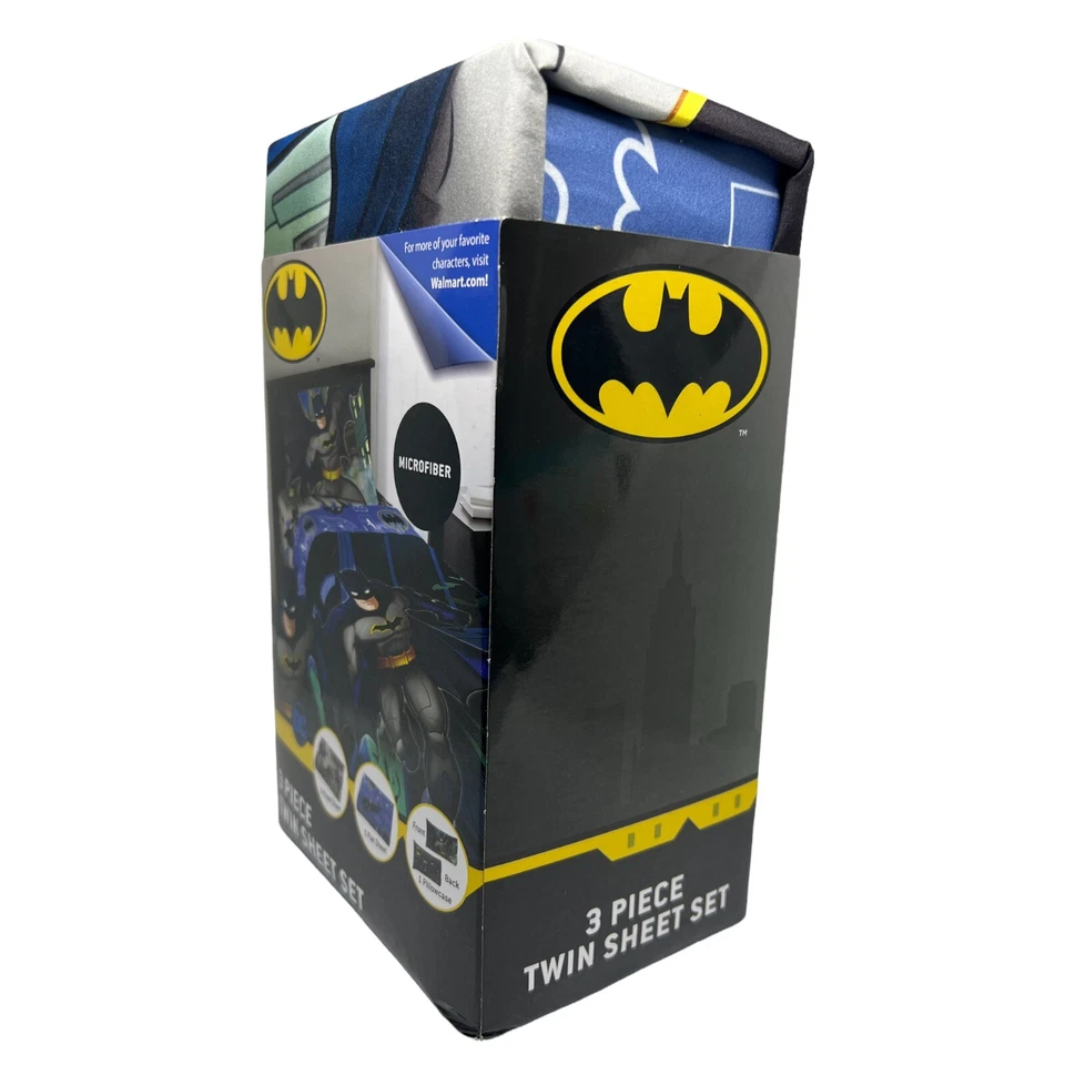 Juego de 3 hojas dobles de microfibra Batman DC Comics ¡NUEVO EN PAQUETE BATMAN! Foto 2 de 3