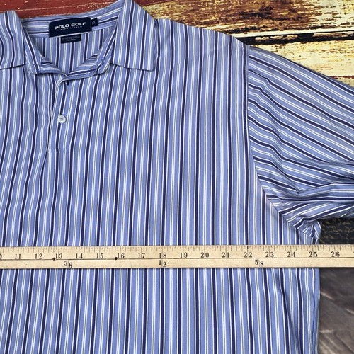 Ralph Lauren POLO GOLF Shirt Mens XL Striped Pima Cotton Pony Blue Lavender - Picture 8 of 10