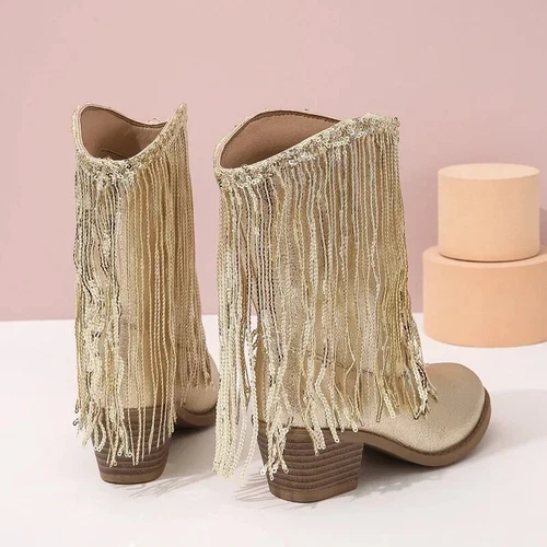 Girls Boots Autumn Winter Toddler Kids Princess Fashion Middle Calf Cowboys Boot - Imagen 3 de 30