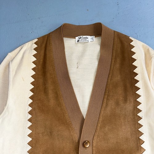 VTG St. Croix Knits Zephyr Wool Cardigan Size L Ivory Old Money Academia Preppy - Picture 2 of 15