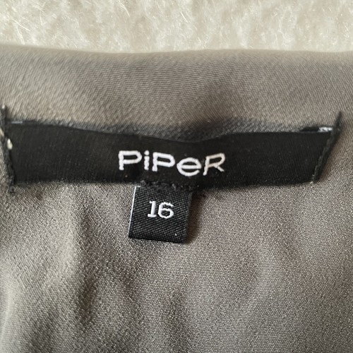 Piper Dress Size 16 Khaki Green Collarless Short Sleeve Drop Waist - Picture 7 of 11