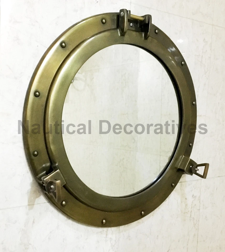 20" Aluminum Porthole Antique Finish~Porthole Mirror Ship Wall Hanging Decor  - Image 4 of 4
