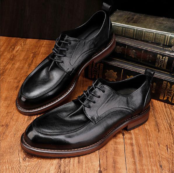 SAOLA Scarpe uomo taglie forti nuove vintage vera pelle punta tonda stringate business formali