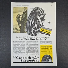 1941 BF Goodrich Silvertowns Farm Service Tractor Truck Tires Vintage Print Ad